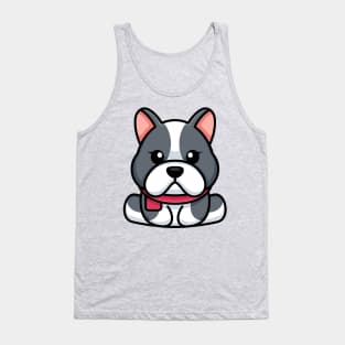 Cute baby bulldog sitting cartoon illustration Tank Top